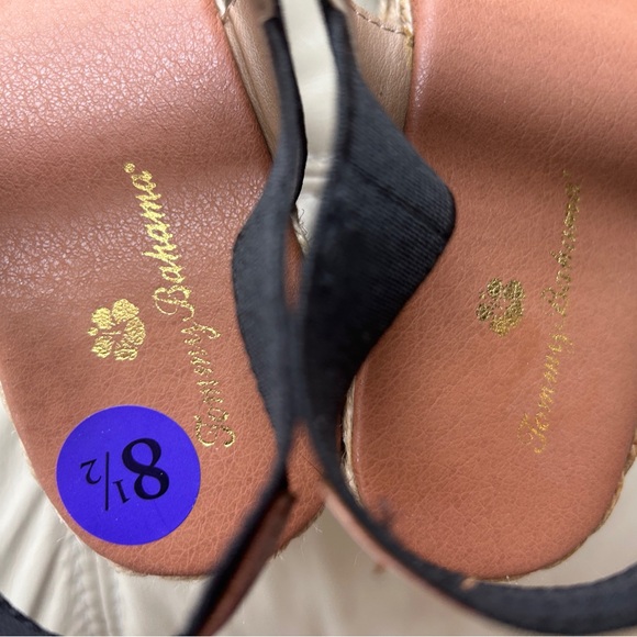 Tommy Bahama Black Elastic Espadrille Wedge Sandals - Picture 5 of 6